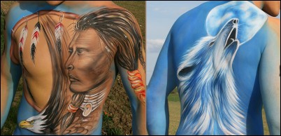 Indianer Bodypainting Bodystyle Bodyart. Promotion Show Werbung. Bodypainting Evelina Iacubino